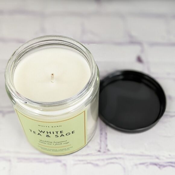 White Barn White Tea & Sage Mason Single Wick Candle - Picture 3 of 6